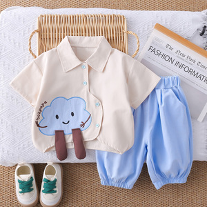 Conjunto <span class=keywords><strong>de</strong></span> Verano <span class=keywords><strong>de</strong></span> Dos Piezas para Niños, Camiseta con Estampado <span class=keywords><strong>de</strong></span> <span class=keywords><strong>Nubes</strong></span> y Pantalones Cortos <span class=keywords><strong>de</strong></span> Manga Corta, <span class=keywords><strong>Ropa</strong></span> Casual para Niños - Product Image 3