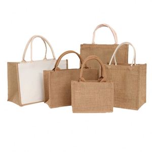 Laminated Jute & Burlap Tote Bag - Sturdy & Stylish for Shopping, Travel & Storage - Product Image 1