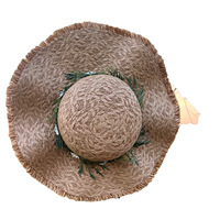Sombrero de Paja Rafia Hecho a Mano con Crisantemos Tejidos, Sombrero de Sol para Mujer, Verano, Playa, Vacaciones, Versátil, Ala Ancha, Protección Solar