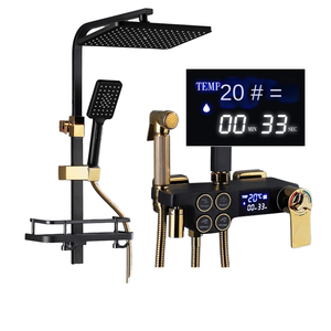 Bộ sen tắm đồng đen hiển thị kỹ thuật số, vòi sen mưa gia đình, nhiệt độ không đổi, tăng áp cho phòng tắm - Product Image 1