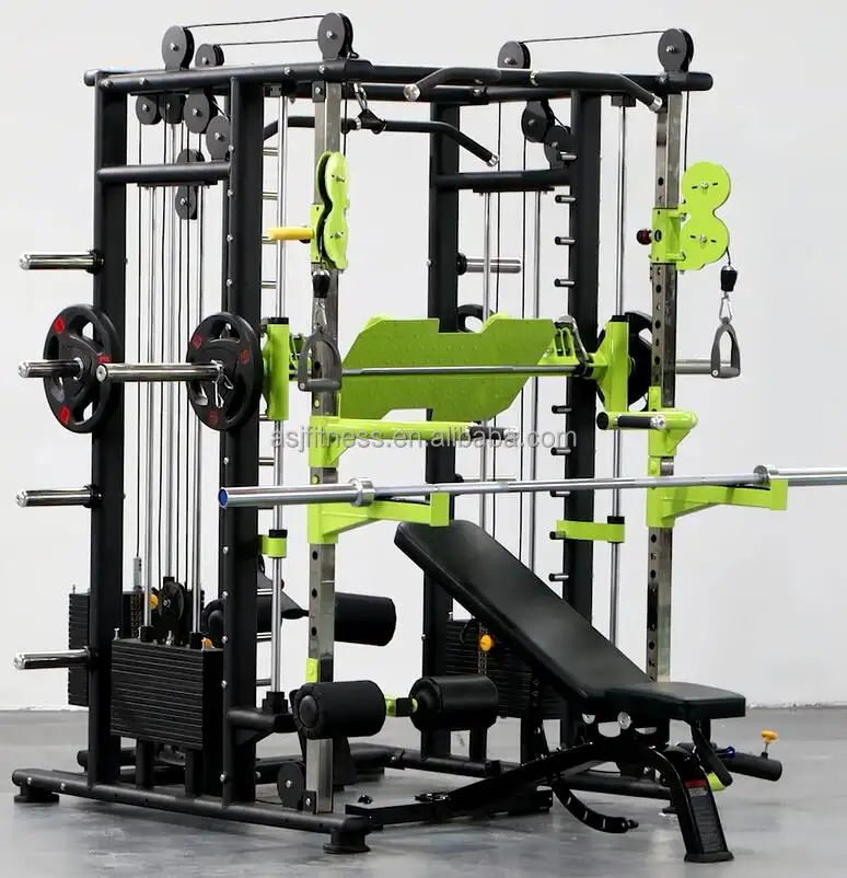 Multi Station Gym Smith Machine Squat Rack Kabel Crossover Lat Pull Down Lage Rij ASJ-A089 All In One Gym Power rack Machine