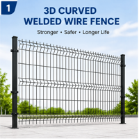 Sistema de Fijación con Abrazaderas Seguras, Fácil Instalación, Galvanizado en Caliente, Antioxidante, Anticorrosión, Panel de Cerca de Alambre Soldado Curvado en 3D
