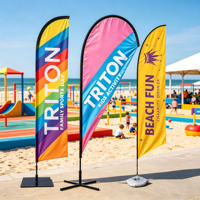 Drapeau plume en forme de larme résistant au vent, impression par sublimation, pour événements extérieurs, usage intensif, plage