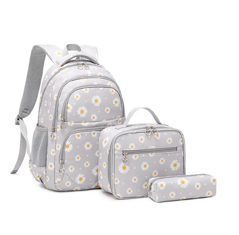 FREE SAMPLE Girls Backpacks Cute School Bag Grey Princess Back Pack with Lunch Case Kids Casual Daypack Satchels