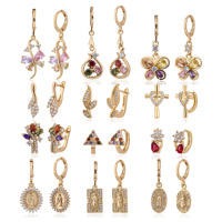 Grossiste Bijoux Por Mayor Plaqué Or 18K Boucles d'Oreilles Pendante Femme Créoles Zircon Fin Joaillerie Or Femme