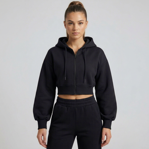 <b>Women's</b> <b>Black</b> Regular Hooded <b>Sweatshirt</b> Full Sleeve Fleece Solid Color Winter Streetwear Anti-Pilling - Product Image 1