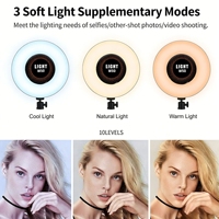 W50 Anneau lumineux LED magnétique portable rechargeable 3,7 V 2 W pour selfie, téléphone portable, caméra vidéo, température de couleur réglable