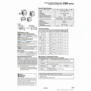 SMC Pneumatics Cylindre Compact CDQSB12-10S Pièce Pneumatique de Haute Qualité - Product Image 1