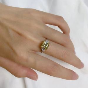 OEM Bestseller S925 Sterling Silber Luxus Versprechen Zierlicher Ring Granat Bling Bling Einfache Zirkon Smaragd Trau ringe für Frauen - Product Image 5