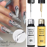 Gel de Peinture Métallique Super Brillant 5ml Effet Chrome Rose Gold Argent Miroir pour Dessin et French Manucure - Vernis à Ongles Nail Art