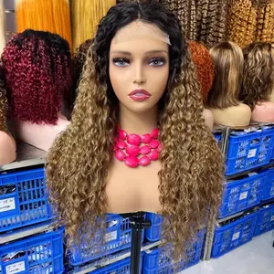 Ombre Brown Hair wigs 13x4 Deep Wave Human Hair Wigs Transparent HD Lace Front Wigs Virgin Brazilian Hair For Black Women