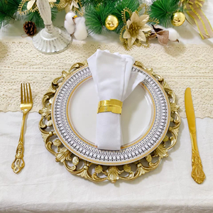Assiettes décoratives en plastique ajourées de style européen pour hôtels, mariages, fêtes, dîners de Noël et événements – Sous-assiettes - Product Image 5