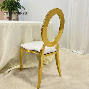 Chaise à dossier anneau d'or Chaises de mariage Chaises de banquet d'événements en acier inoxydable à dossier en O - Product Image 6
