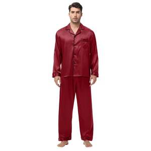 Pyjama long en satin pour homme, nouvelle collection printemps, style coréen, vêtement d'intérieur en soie et polyester tissé, technique thermique - Product Image 3
