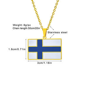 Fabrikant Roestvrijstalen <span class=keywords><strong>Finland</strong></span> Vlag Charme Kettingen 18K Vergulde Emaille Finlander Finn Kaart Finse Hanger Ketting - Product Image 2