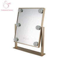 Miroir de maquillage de table de toilette de style cercle lumineux LED Rotation de 360 degrés