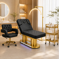 Table de massage chauffante de luxe réglable en hauteur avec 4 moteurs, lit de massage professionnel inclinable pour spa médical et mobilier de salon