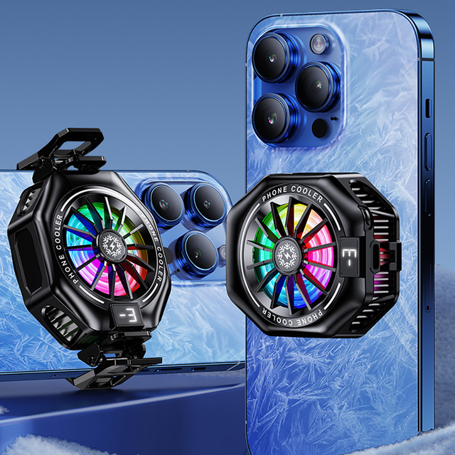 Magnetic Cell Phone Cooler RGB Phone Cooling Fan Portable Lightweight Mobile Phone Radiator for Mobile Gaming Tiktok Live