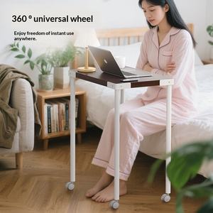 Escritorio de Computadora Móvil de Metal Negro, Estación de Trabajo Simple, Escritorio de Oficina, Escritorio para Estudiantes, Uso en Casa, Junto <span class=keywords><strong>a</strong></span> la Cama, Acero al Carbono Ecológico - Product Image 4