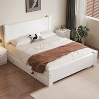 Rangka Tempat Tidur Minimalis Modern Kayu Solid Ukuran King/Queen dengan Laci Nakas Opsional dan Kasur untuk Penggunaan di Kamar Tidur Hotel