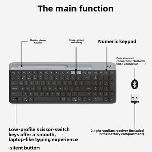 Clavier sans fil K580 neuf pour ordinateur de bureau – Taille standard 104 touches rétroéclairées LED, touches programmables, connectivité sans fil – Profitez de la mer - Product Image 2