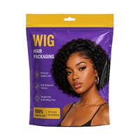 Sac d'emballage pour perruques avec logo personnalisé, étanche, réutilisable, en Mylar métallisé avec fermeture éclair, pour extensions et mèches
