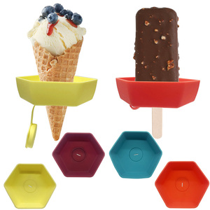 Thân thiện với môi <span class=keywords><strong>Silicone</strong></span> Ice Cream công cụ Set mess-miễn phí nhỏ giọt Catcher chủ sở hữu và Popsicle Cone Khay Đứng cho trẻ em - Product Image 1