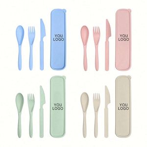 Juego de Platos y Vasos Biodegradables, Libres de BPA, Aptos para Uso en el Hogar, de Paja de Trigo, Estilo Occidental - Product Image 3