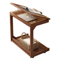 Mesa Auxiliar de Madera Maciza Moderna, Ajustable, con Ruedas Móviles, Multifuncional, para Oficina o Edificio