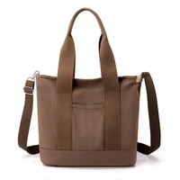Bolsa de Mano de Lona Ecológica Ligera e Informal para Mujer, Tamaño A5, con Cierre de Cremallera y Diseño de Múltiples Bolsillos para Viajes y Trabajo