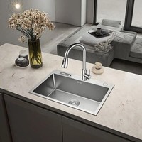 Robinet de cuisine moderne intelligent noir multifonctionnel en acier inoxydable brossé fait main, à double cuve sous plan, facile à nettoyer, avec technologie Nano