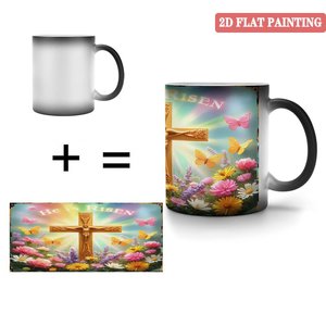 He Is Risen 2D Flat Painting <b>Ceramic</b> <b>Mug</b> 11oz Heat Changing Cup Religious Gift - Product Image 4