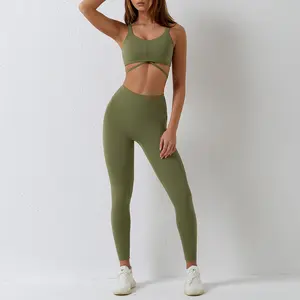 Kualitas Tinggi Unbranded Perempuan Seksi Pakaian Daur Ulang Label Pribadi Aktif Olahraga Kebugaran Gym Memakai Pakaian Yoga Set