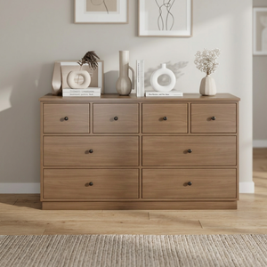 Modern Wooden Dresser With 8 Drawers Minimalist Design Solid Wood <b>Bedroom</b> Furniture Freestanding <b>Storage</b> <b>Cabinet</b> - Product Image 3