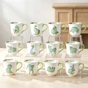 Tazas de Cerámica Personalizadas al por Mayor, Diseño de Sublimación, Tazas Bonitas para Cerveza con Diseños de Animales Verdes de Dibujos Animados - Product Image 1