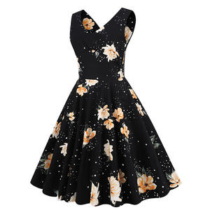 Robe vintage pour femmes des années 1950 et 1960, robe d'été florale <span class=keywords><strong>rockabilly</strong></span> rétro, robe swing <span class=keywords><strong>rockabilly</strong></span>, robe de <span class=keywords><strong>danse</strong></span> pin-up en coton, robe circulaire - Product Image 2
