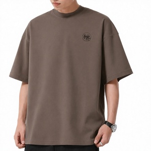 High Quality Custom Mens 280GSM Heavy Weight 100 Cotton Oversized Turtleneck <b>Collar</b> <b>T</b> <b>Shirt</b> Luxury Thick Drop Shoulder Blank Tee - Product Image 6