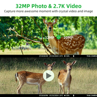 Caméra de surveillance 4G, caméra de chasse, stockage cloud gratuit à vie, 32MP, vision nocturne 2.7K avec carte SIM, détection de mouvement, chasse à la faune