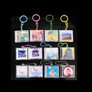 New Arrival Customized Figures Songs Mini NFC Cd Keychain Acrylic Disc Nfc Album Vinyl Record Keychain cd Case Keychain