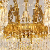 Lustres en cristal de luxe en laiton doré de style classique européen, vintage français, pour villa, hall d'hôtel