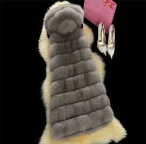 Delle Donne di modo Caldo Lungo Faux della Pelliccia di Fox del Panciotto Della Maglia Senza Maniche Con Cappuccio del <span class=keywords><strong>Cappotto</strong></span> del Rivestimento - Product Image 6