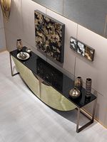 Meuble TV de luxe italien pour salon, table TV haut de gamme avec étagères en marbre pour villas et porches modernes