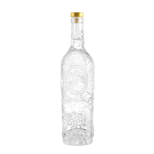 Botellas de vidrio antideslizantes con hojas talladas de 750 ml para vodka, licor, Ginebra, ron, Tequila, whisky, brandy, licores, botella de vidrio - Product Image 1