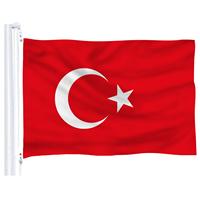 Drapeau de la Turquie en polyester 100% imprimé, double couture, 3x5 pieds, vente en gros, nouveauté