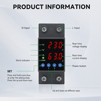 Protecteur de surtension et de sous-tension réglable sur rail DIN 220V AC monophasé 40A 63A, dispositif de protection, relais de protection contre les surintensités