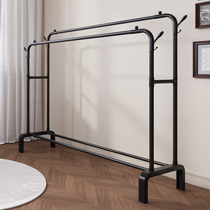 <span class=keywords><strong>Appendiabiti</strong></span> Multifunzionale Nero con Ruote, Stendibiancheria in Metallo per Vestiti, Cappelli e Ombrelli - Product Image 3