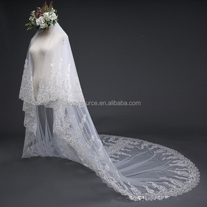 YM32 2T longue dentelle voile de mariage cathédrale mariée <span class=keywords><strong>Vei</strong></span> avec peigne accessoires de mariage - Product Image 4