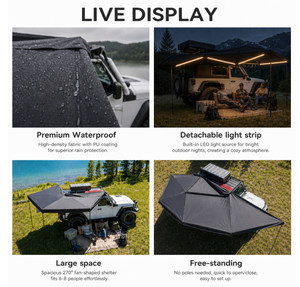 Toldo de 270 Grados para Camping, Retráctil, de Aluminio, Carcasa Rígida, Impermeable, para Exteriores, 4x4, para Auto - Product Image 2