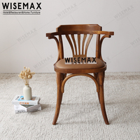 WISEAMX FURNITURE Chaise Thonet en bois antique, chaise de patio en bois à dossier croisé, chaise de salle à manger avec accoudoirs pour café, boutique, restaurant