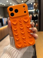 Coque de téléphone en silicone 3D Cœur d'amour mignon avec ventouse, étui de protection rigide en PC sans bordure et mince pour iPhone 17 16 15 Pro Max